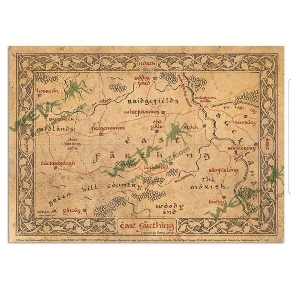 Weta Map of East Farthing Parchment Art Print Daniel Reeve 10x14 The Hobbit LOTR - Picture 3 of 5